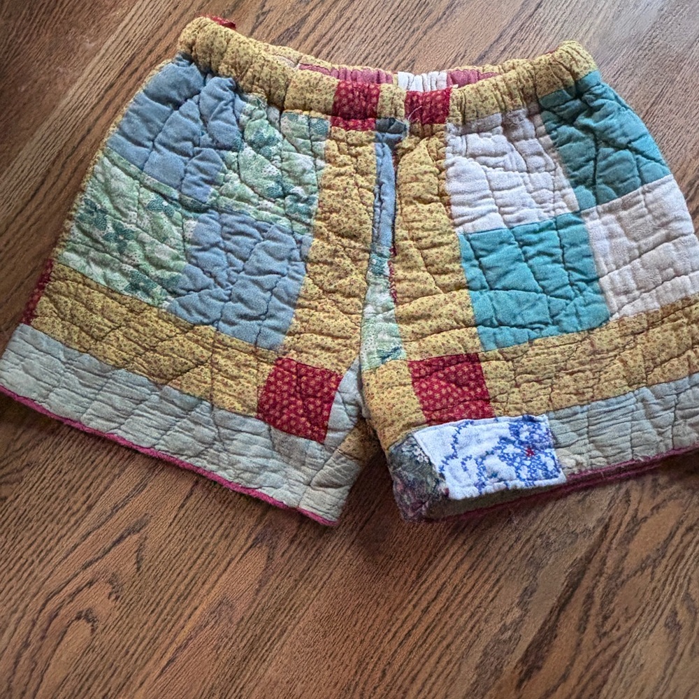 One of a kind, handmade up cycle vintage quilt shorts